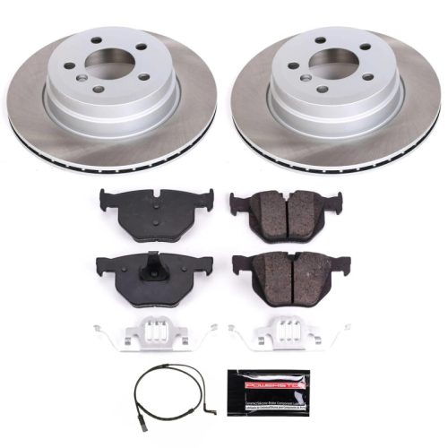 2007-2010 BMW X5, 2008-2010 BMW X6 Rear Semi-Coated Rotor Brake Kit with Ceramic Pads - Premium Replacement