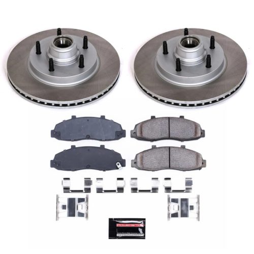 2000 Ford F-150 Front Semi-Coated Rotor Brake Assembly with Ceramic Brake Pads - Premium Replacement