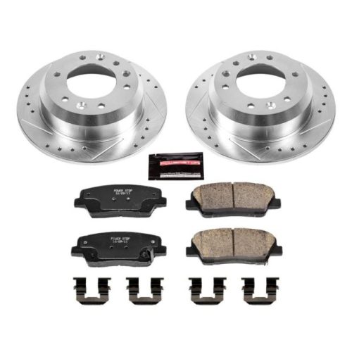 2011-2014 Kia Sedona & 2007-2008 Hyundai Entourage Rear Z23 Evolution Sport Brake Kit - Heavy-Duty Drilled & Slotted Rotor and Carbon-Fiber Ceramic Brake Pads - Premium Replacement