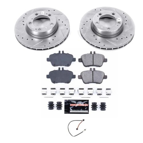 2006-2008 Porsche 911 Front Brake Rotor and Carbon-Fiber Ceramic Brake Pad Assembly - Heavy-Duty Drilled & Slotted Performance Upgrade with Premium Hardware