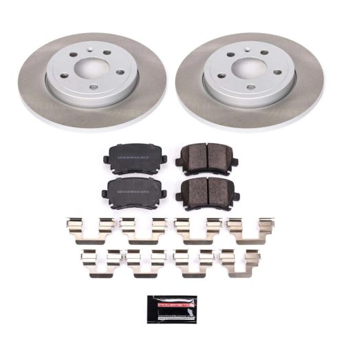 2005-2008 Audi A4 Quattro Rear Semi-Coated Rotor Brake Assembly with Ceramic Pads - Premium Replacement