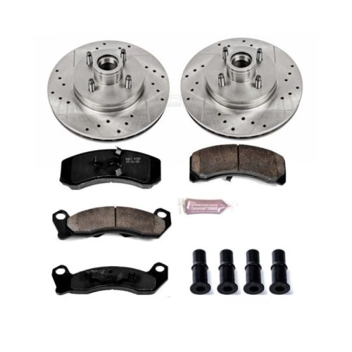1990-1993 Ford Mustang Front Z23 Evolution Sport Brake Kit - Heavy-Duty Drilled & Slotted Rotors with Carbon-Fiber Ceramic Pads - Premium Replacement