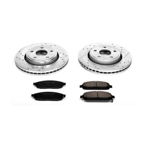 2007-2010 Jeep Grand Cherokee & Commander Front Z23 Evolution Sport Brake Kit - Heavy Duty Drilled & Slotted Rotors with Carbon-Fiber Ceramic Pads - Premium Replacement