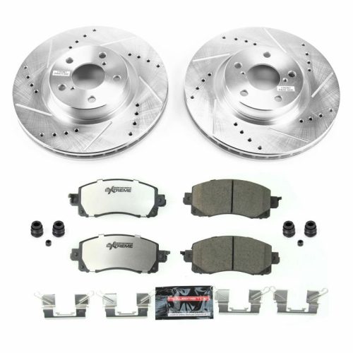 2017-2019 Subaru Impreza Front Z26 Street Warrior Brake Upgrade Kit - Heavy-Duty Drilled & Slotted Rotors with Carbon-Fiber Ceramic Brake Pads - Premium Replacement