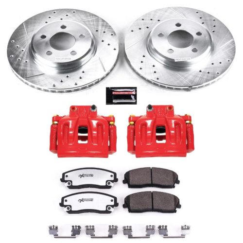 2012-2014 Chrysler 300 and 2012-2014 Dodge Challenger Front Z26 Street Warrior Brake Upgrade Kit with Drilled & Slotted Rotors - Premium Replacement