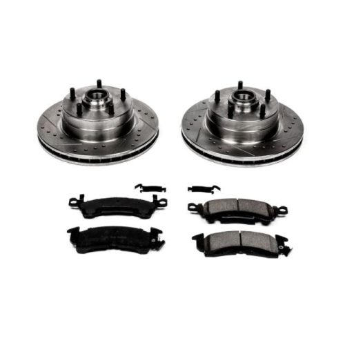 1971-1974 Chevrolet Chevelle Front Z23 Evolution Sport Brake Upgrade Kit - Heavy Duty Drilled & Slotted Rotors with Carbon-Fiber Ceramic Pads - Premium Replacement
