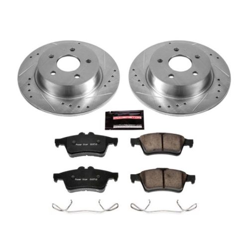 2013-2015 Ford Escape Rear Z23 Evolution Sport Brake Kit with Drilled & Slotted Rotors and Carbon-Fiber Ceramic Pads - Premium Replacement