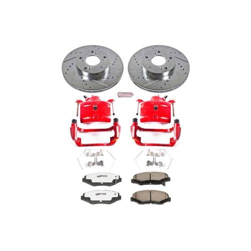 2003-2011 Honda Element Front Brake Upgrade Kit with Drilled & Slotted Rotors, Carbon-Fiber Ceramic Pads, Powder Coated Calipers - Premium Replacement