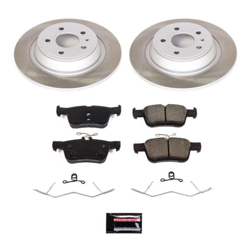 2017-2019 Ford Fusion Rear Semi-Coated Rotor Brake Kit with Ceramic Pads and Hardware - Premium Replacement