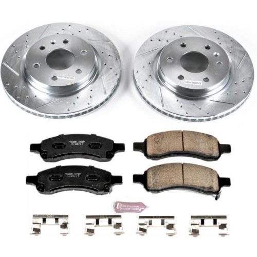2007-2009 Saturn Outlook, 2008-2009 Buick Enclave & GMC Acadia Front Z36 Truck & Tow Brake Upgrade Kit - Heavy-Duty Drilled and Slotted Rotor with Carbon-Fiber Ceramic Brake Pads for Towing & Off-Road Performance - Premium Replacement