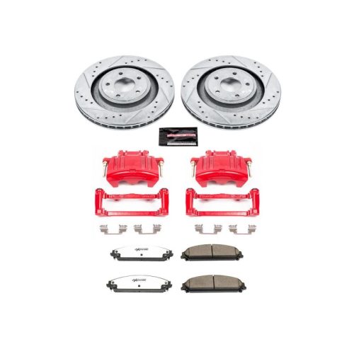 2008-2009 Dodge Caliber Front Heavy-Duty Drilled and Slotted Brake Rotor and Pad Assembly - Premium Replacement