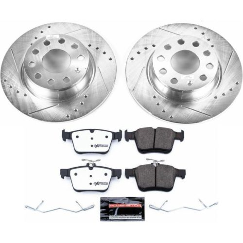 2015-2016 Audi A3 & Volkswagen e-Golf Rear Z26 Street Warrior Brake Upgrade Kit - Heavy-Duty Drilled & Slotted Rotor and Carbon-Fiber Ceramic Brake Pads - Premium Replacement