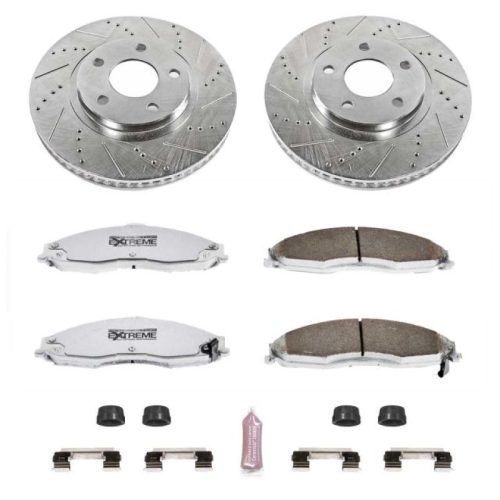 2000-2002 Pontiac Firebird Front Brake Upgrade Kit with Drilled & Slotted Rotors and Carbon-Fiber Ceramic Pads - Premium Replacement