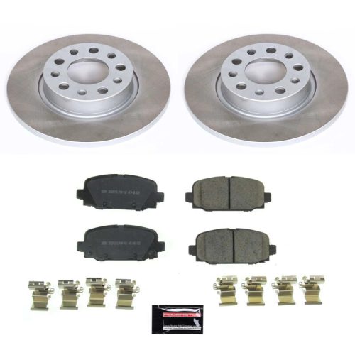 2018-2020 Jeep Compass Rear Semi-Coated Rotor Brake Kit with Ceramic Pads - Premium Replacement