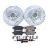 2011-2013 Chevrolet Cruze Front Heavy-Duty Slotted & Drilled Brake Rotor and Carbon-Fiber Ceramic Brake Pads - Premium Replacement