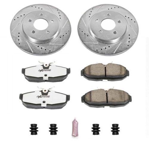 2005-2010 Ford Mustang Rear Z26 Street Warrior Brake Upgrade Kit - High-Performance Drilled & Slotted Rotors with Carbon-Fiber Ceramic Pads - Premium Replacement