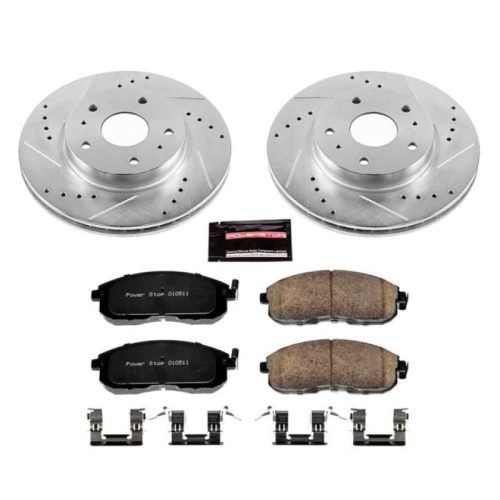 2007-2010 Suzuki SX4 Front Brake Upgrade Kit with Drilled & Slotted Rotors and Carbon-Fiber Ceramic Pads - Heavy-Duty Performance Replacement
