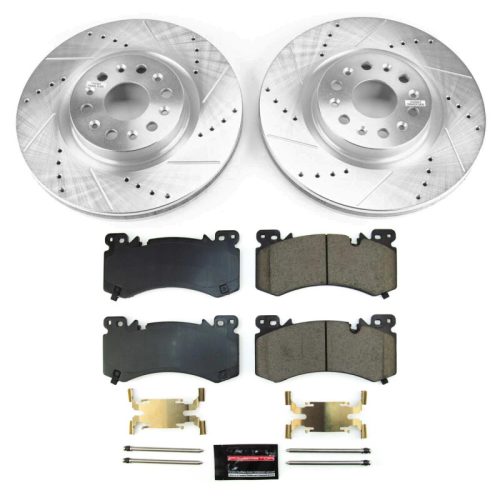2022 Cadillac XT6 Front Z36 Truck & Tow Brake Upgrade Kit - Heavy Duty Drilled & Slotted Rotors with Carbon-Fiber Ceramic Pads - Premium Replacement
