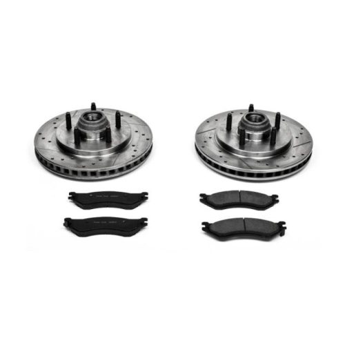 2000-2002 Ford Expedition & Lincoln Navigator Heavy-Duty Drilled & Slotted Brake Discs with Carbon-Fiber Ceramic Pads - Premium Replacement