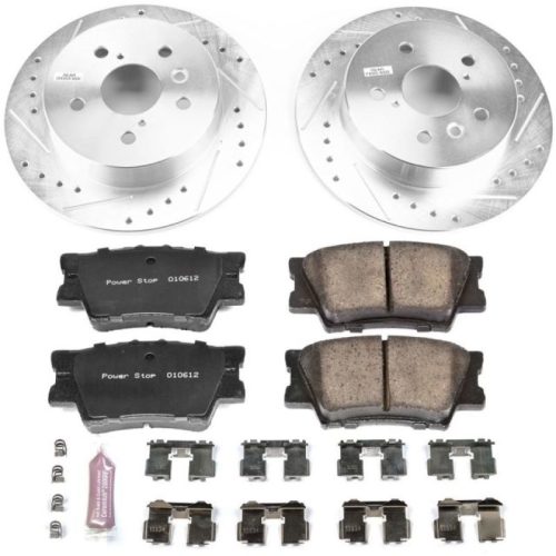 2018-2021 Toyota Camry Rear Z23 Evolution Sport Brake Upgrade Kit with Drilled & Slotted Rotors - Premium Heavy-Duty Replacement