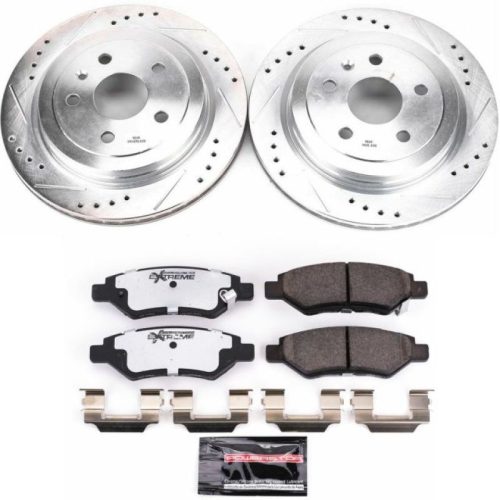 2010-2013 Cadillac CTS Rear Z26 Street Warrior Brake Upgrade Kit - Heavy Duty Drilled & Slotted Rotors with Carbon-Fiber Ceramic Pads - Premium Replacement