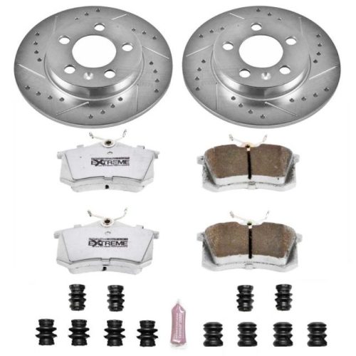 2000-2006 Audi TT Quattro Rear Z26 Street Warrior Brake Upgrade Kit - Performance Drilled & Slotted Rotors with Carbon-Fiber Ceramic Brake Pads - Premium Replacement