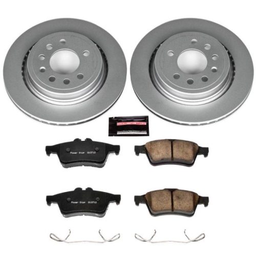 2008-2011 Saab 9-3 Rear Brake Rotor and Pad Assembly - Heavy-Duty Performance Upgrade with Geomet Coated Rotors and Carbon-Fiber Ceramic Pads - Premium Replacement