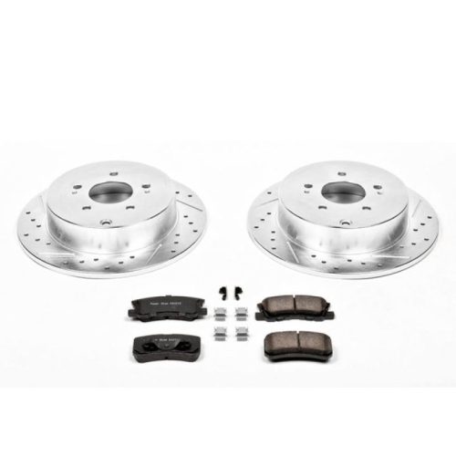 2004-2007 Mitsubishi Endeavor Rear Z23 Evolution Sport Brake Upgrade Kit - Heavy-Duty Drilled and Slotted Rotors with Carbon-Fiber Ceramic Pads - Premium Replacement