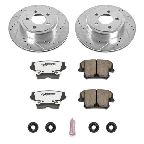 2006-2013 Dodge Charger, 2007-2013 Dodge Challenger & 2006-2012 Dodge Magnum Heavy-Duty Drilled and Slotted Brake Rotor and Carbon-Fiber Ceramic Brake Pad Upgrade - Premium Replacement