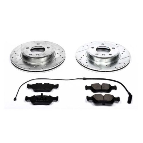 2001-2002 BMW Z3 Front Z23 Evolution Sport Brake Upgrade Kit - Heavy-Duty Drilled & Slotted Rotors with Carbon-Fiber Ceramic Brake Pads - Premium Replacement