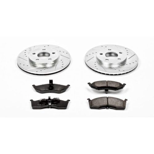 2001-2002 Dodge Neon Front Heavy-Duty Drilled and Slotted Brake Rotor and Carbon-Fiber Ceramic Brake Pad Upgrade - Premium Replacement