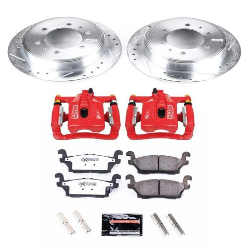 2006-2010 Hummer H3 Rear Z36 Truck & Tow Brake Upgrade Kit with Drilled & Slotted Rotors, Carbon-Fiber Ceramic Pads, Powder Coated Calipers - Premium Replacement