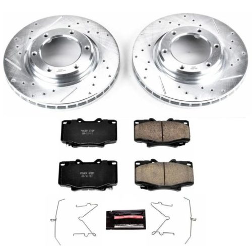 1993-1997 Toyota Land Cruiser & 1996-1997 Lexus LX450 Front Z23 Evolution Sport Brake Upgrade Kit - Heavy-Duty Drilled & Slotted Rotors with Carbon-Fiber Ceramic Pads - Premium Replacement