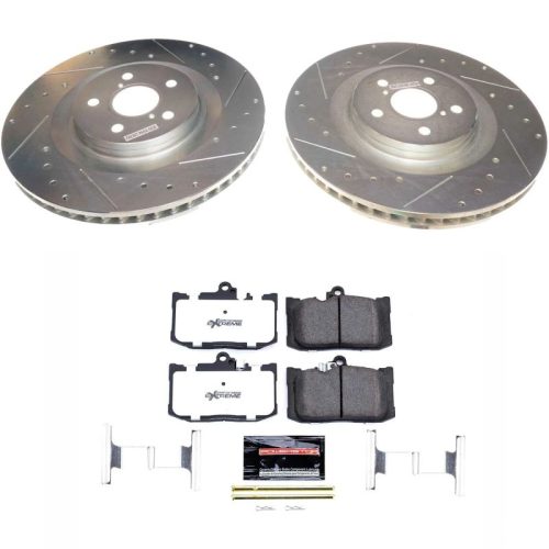2013-2018 Lexus GS350 and 2016-2018 Lexus RC300 Front Z26 Street Warrior Brake Upgrade Kit - Heavy-Duty Performance with Drilled & Slotted Rotors and Carbon-Fiber Ceramic Pads