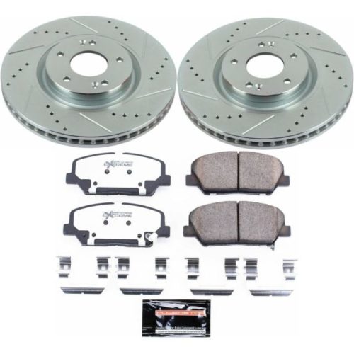 2011-2015 Kia Optima Front Z26 Street Warrior Brake Upgrade Kit - Heavy-Duty Drilled & Slotted Rotors with Carbon-Fiber Ceramic Pads - Premium Replacement