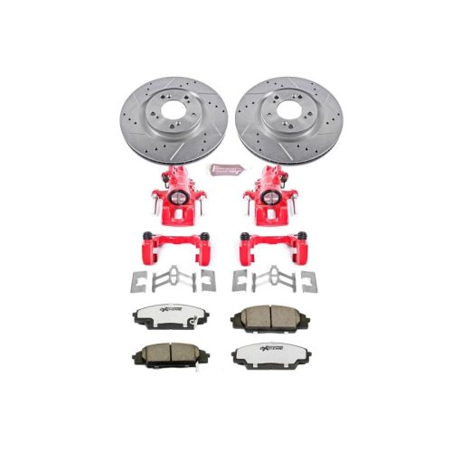 2000-2009 Honda S2000 Front Z26 Street Warrior Brake Upgrade Kit with Drilled & Slotted Rotors, Carbon-Fiber Ceramic Pads, Powder Coated Calipers - Premium Replacement