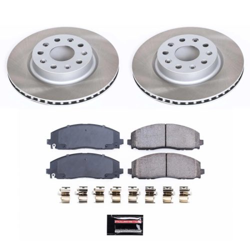 2018-2020 Jeep Wrangler Front Semi-Coated Rotor Brake Kit with Ceramic Pads - Premium Replacement