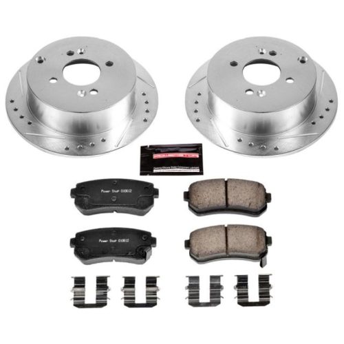 2006-2009 Kia Rio, Hyundai Accent Rear Z23 Evolution Sport Brake Kit with Drilled & Slotted Rotors - Premium Replacement