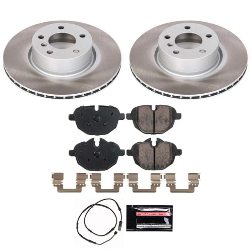 2011-2017 BMW X3 and X4 Rear Semi-Coated Rotor Brake Assembly with Ceramic Pads - Premium Replacement