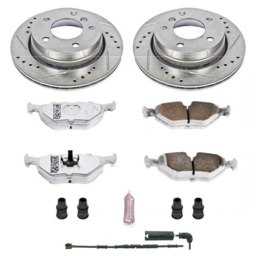 2000 BMW 323i, 1999 BMW 323i Rear Z26 Street Warrior Brake Upgrade Kit - Premium Heavy-Duty Drilled & Slotted Rotor with Carbon-Fiber Ceramic Pads