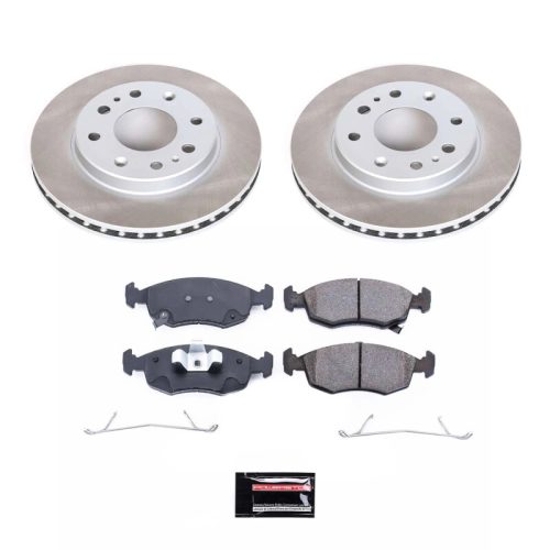 2012-2013 Fiat 500 Front Heavy-Duty Semi-Coated Rotor and Ceramic Brake Pad Assembly - Premium Replacement
