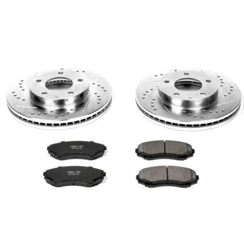 2002-2006 Mazda MPV Front Z23 Evolution Sport Brake Rotor and Carbon-Fiber Ceramic Brake Pad Upgrade - Heavy-Duty Performance Replacement