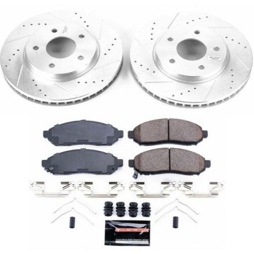 2013-2015 Nissan NV200 & Chevrolet City Express Front Brake Upgrade Kit - Heavy-Duty Drilled & Slotted Rotors with Carbon-Fiber Ceramic Pads - Premium Replacement