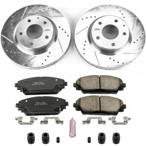 2014-2017 Mazda 3 & CX-3 Front Z23 Evolution Sport Brake Upgrade Kit - Heavy Duty Drilled & Slotted Rotors with Carbon-Fiber Ceramic Pads - Premium Replacement