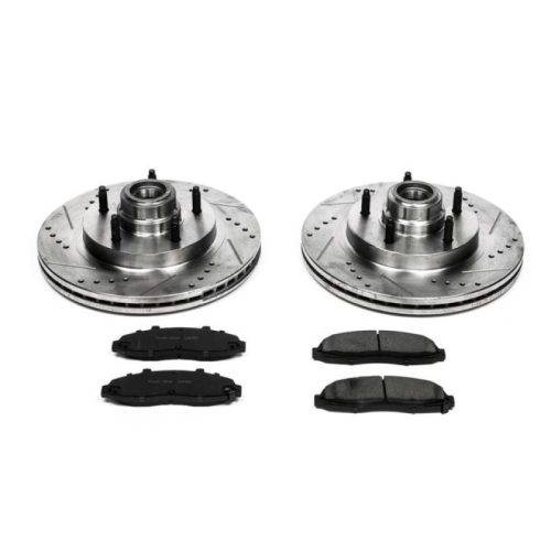 2000 Ford F-150 Front Z23 Evolution Sport Brake Upgrade Kit - Heavy-Duty Drilled & Slotted Rotors with Carbon-Fiber Ceramic Pads - Premium Replacement
