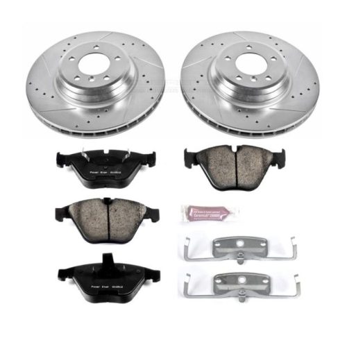 2007-2010 BMW 335i & 335d Front Z23 Evolution Sport Brake Upgrade Kit - Premium Heavy-Duty Performance with Drilled & Slotted Rotors, Carbon-Fiber Ceramic Pads
