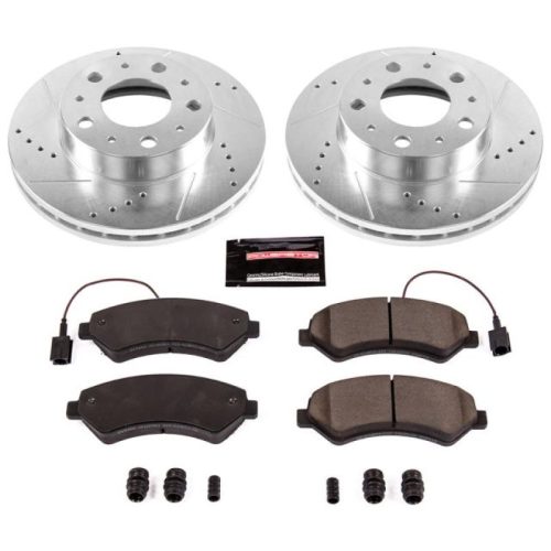 2014-2017 Ram ProMaster 1500, 2500 & 3500 Front Brake Upgrade Kit with Drilled & Slotted Rotors, Carbon-Fiber Ceramic Pads - Premium Replacement