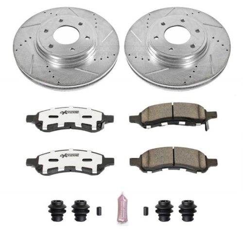 2006-2009 Chevrolet Trailblazer & 2008-2009 Saab 9-7x Front Z26 Street Warrior Brake Upgrade Kit - Heavy Duty Drilled & Slotted Rotors with Carbon-Fiber Ceramic Pads - Premium Replacement