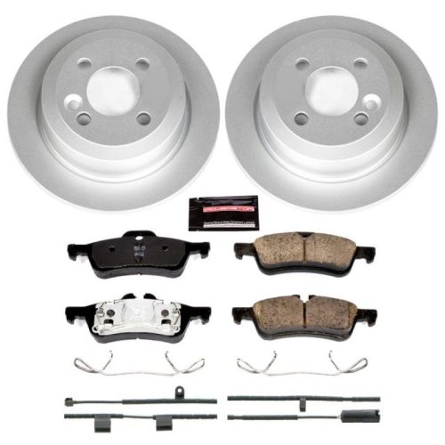 2007-2008 Mini Cooper Rear Z23 Evolution Coated Brake Rotor and Ceramic Brake Pad Assembly - Heavy-Duty Replacement for European Vehicles
