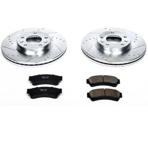 2006-2007 Mazda 6, Lincoln MKZ, Mercury Milan, Ford Fusion Front Z23 Evolution Sport Brake Upgrade Kit - Heavy-Duty Drilled & Slotted Rotor with Carbon-Fiber Ceramic Brake Pads - Premium Replacement